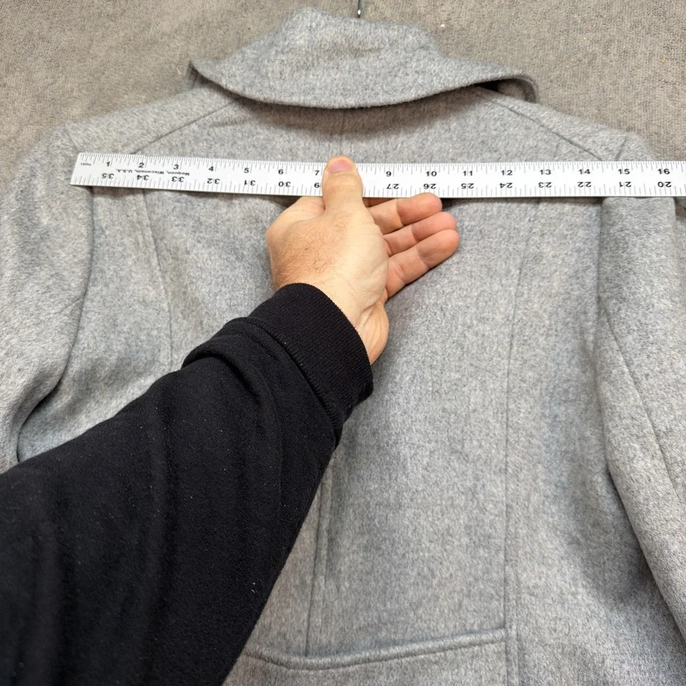 J Crew Wool Peacoat Double Breasted Military Gold Button Gray Women 4 - Picture 11 of 13